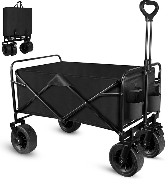 Outbee Bolderkar - Bolderkar Opvouwbaar - Bolderwagen - 100kg Draagvermogen - 100Liter Inhoud - Zwart van Outbee