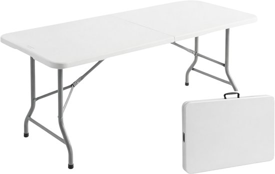 Outbee Inklapbare tafel - Camping tafel - Klaptafel - Vouwtafel - Opvouwbare tafel - Weerbestendig - 180x70x74 cm - Wit van Merkloos