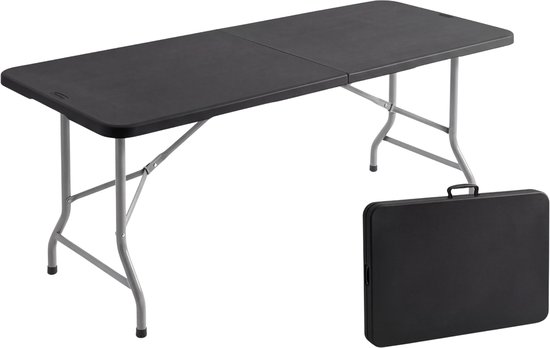 Outbee Inklapbare tafel - Campingtafel - Klaptafel - Vouwtafel - Opvouwbare tafel - Weerbestendig - 180x70x74 cm - Zwart