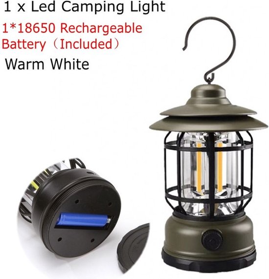 Outdoor Camping LED-Lights - Draagbaar - Retro style - Dimbaar - Oplaadbaar - Groen van OutDoor