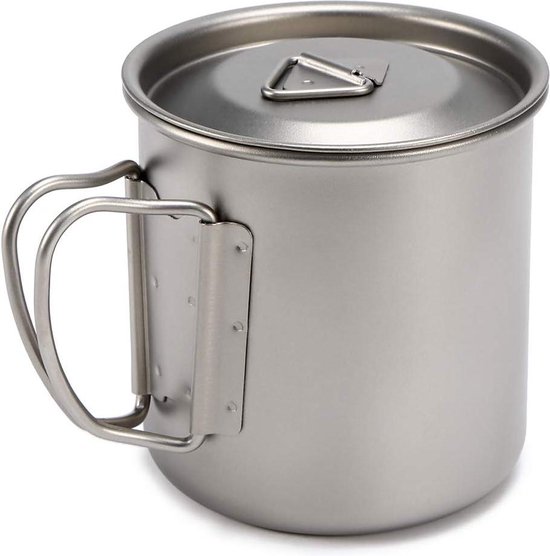 Outdoor Draagbare Picknick Camping Cup - Ultralichte Titanium Mok Met Opvouwbaar Handvat 750 ml van OutDoor