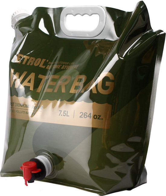 Outdoor Draagbare Waterzak met Kraan voor Kamperen, Wandelen, Picknicken, Vissen en Reizen, etc- 7.5L Capaciteit - Opvouwbaar en Milieuvriendelijk - Jungle Groen van OutDoor