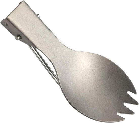 Outdoor Foldable Spork - Multifunctional Outdoor Pure Titanium Tableware - Collapsible handle for camping, backpacking, hiking, fishing or other outdoor activities