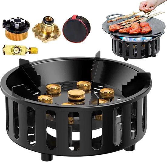 Outdoor fornuis - Camping kooktoestel - Buiten koken - Winddichte vlam - 26 x 26 x 15 cm - Zwart