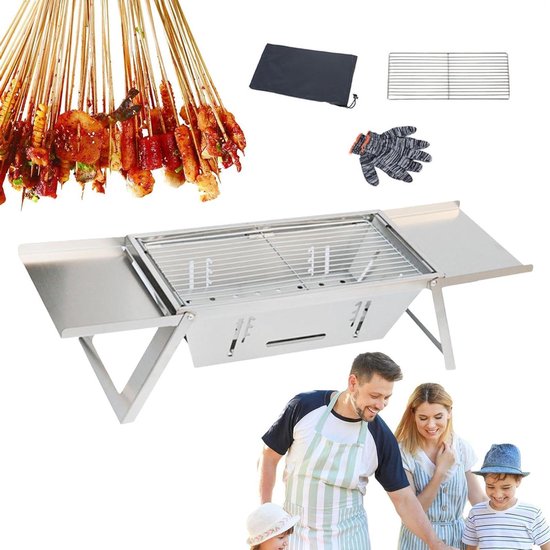 Outdoor Grilloven - Camping Grill - Buiten Koken - Inklapbaar Ontwerp - 35x230x35mm - Zilver
