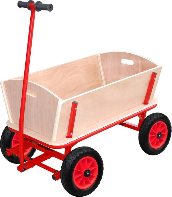 Outdoor Houten Bolderwagen 85x61x56 cm Naturel/Rood van OutDoor