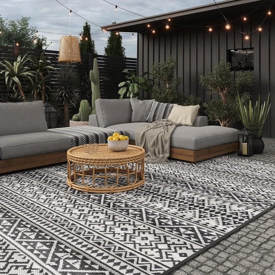 Outdoor Kleed - Picknickkleed Tuinkleed - Kamperen en Strand - Dubbelzijdig Ontwerp - 250x400cm - Zwart Wit