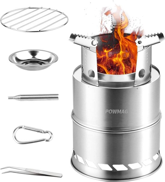 Outdoor kooktoestel, draagbaar kooktoestel, houtkachel draagbaar, campingkooktoestel, outdoor, houtcarburateur, inklapbaar en winddicht, van roestvrij staal, voor camping, barbecue, picknick, outdoor backpacking van OutDoor