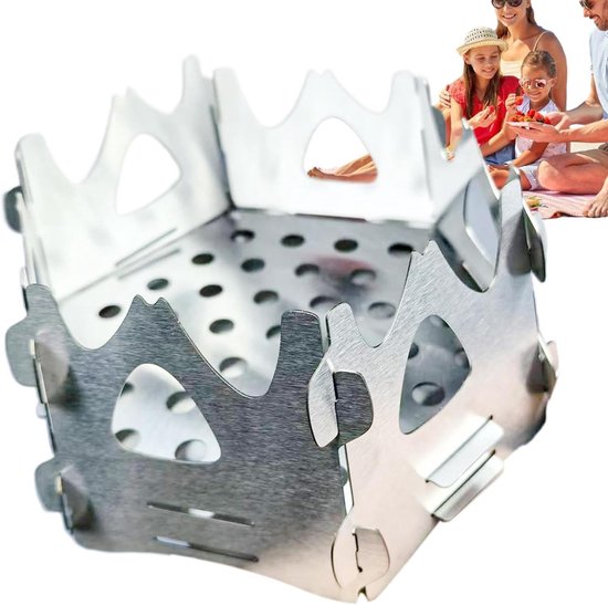 Outdoor Kooktoestel - Houtbrander Kampeer - Buiten Koken - Efficiënt Roestvrij Staal - 20x15x3 cm - Zilver