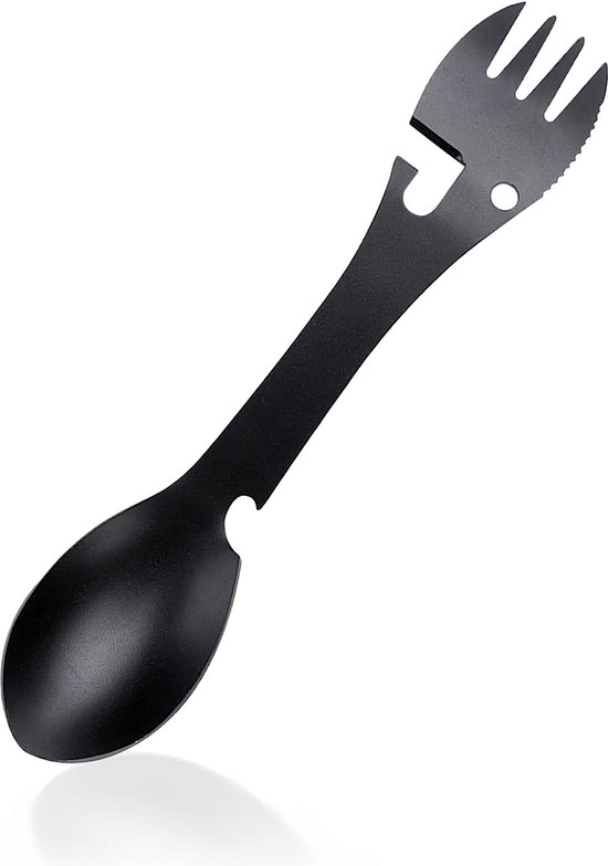 Outdoor Lepel Vork - Multitool - 5 in 1 Draagbare Multifunctionele Lepel Vork - Flesopener - Blikopener Zaagtandsnijder - Camping bestek - Picknick van OutDoor