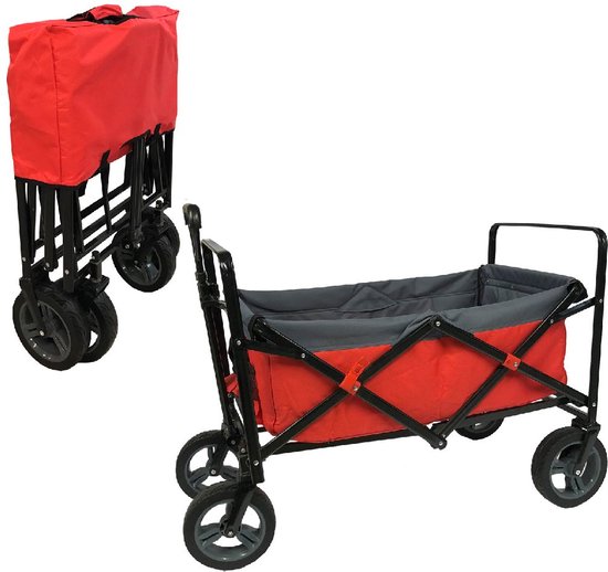 Outdoor Opvouwbare Bolderwagen Rood/Grijs/Zwart van Campart Travel