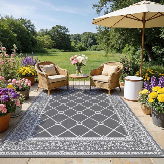 Outdoor Patio Kleed - Tuin Tapijt - Buiten Leven - Waterdicht UV-bestendig - 180 x 270 cm - Grijs