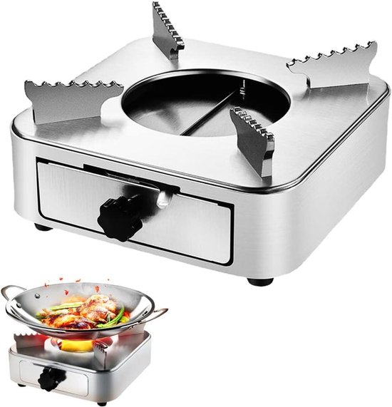 Outdoor Portable Stainless Steel Alcohol Burner Fondue Spirits Cooker van Merkloos