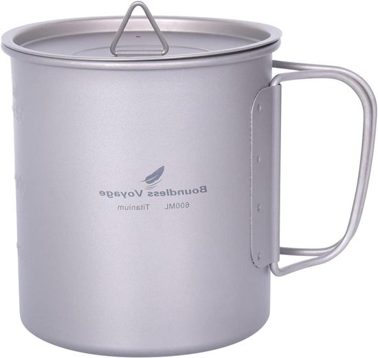 Outdoor Pot - Waterfles Mok - Kamperen Picknicken - Lichtgewicht Titanium - 600 ml - Multicolor