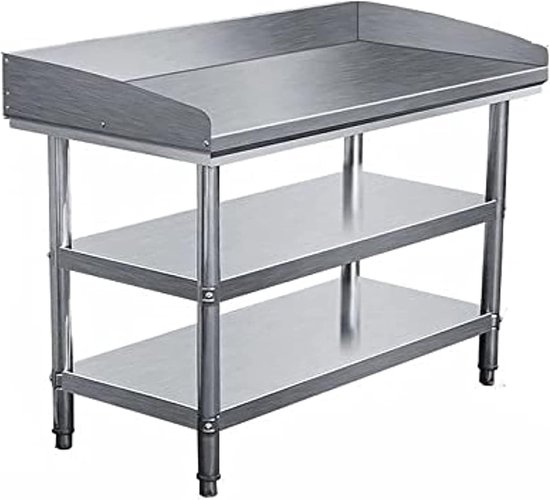 Outdoor Prep Tafel - Werkbank met Spoelbak - Keuken Voorbereiding - Roestvrij Staal - 47x27x31 Inch - Zilver
