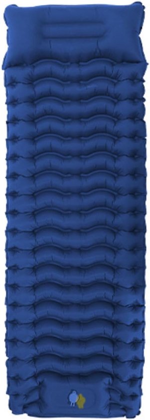 Outdoor Slaapmat — Ultralichte Opblaasbare Slaapmat — Ingebouwde Voetpomp — Snel Opblaasbaar — Koppelbaar Ontwerp — Geschikt voor Alle Weersomstandigheden — Geïntegreerd Kussen — Ontworpen voor Backpacken, Wandelen en Kamperen — Blauw — 1 Stuk van Merkloos