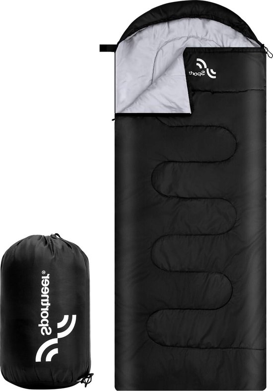 Outdoor Slaapzak 3-4 Seizoenen - Draagbaar & Ultralicht - 220 x 85 cm - Warme Zomer Slaapzak - Kinderen en Volwassenen - Trekking Reizen Wandelen - Zwart