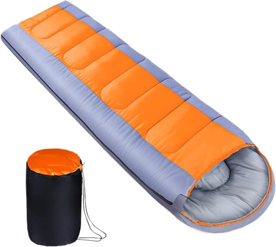 Outdoor Slaapzak - Kampeeruitrusting - Kamperen en Wandelen - Verbindbaar voor Dubbele Warmte - 185+30x75cm - Oranje