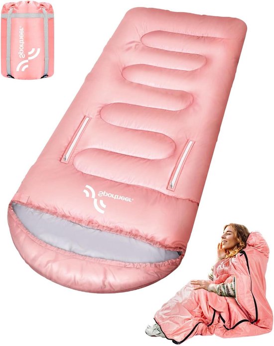 Outdoor Slaapzak - Kampeerzak Dekenmodel - Kamperen en Reizen - Met Mouwen - 200 x 85 cm - Roze van OutDoor
