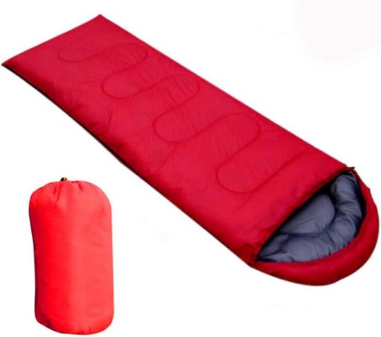 Outdoor Slaapzak - Kampeerzak Reisdeken - Kamperen Wandelen - U-vormige capuchon - 180+30x75 cm - Rood