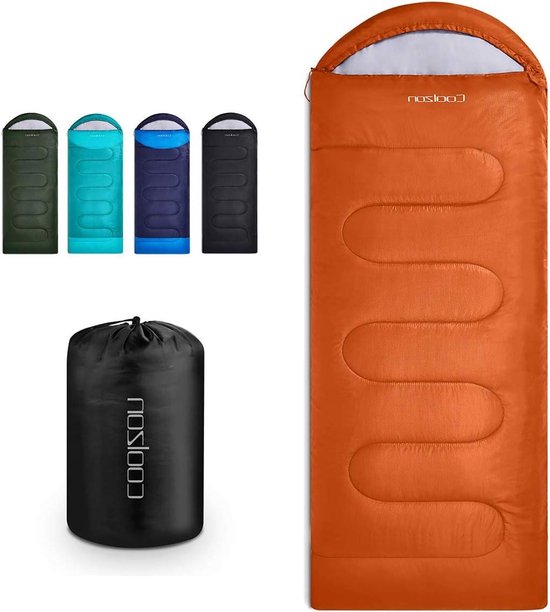Outdoor slaapzak voor camping - 3-4 seizoenen, volwassen deken in kleine verpakking met ultralichte draagtas, zacht en warm voor outdoor camping, reizen, en wandelen (oranje)