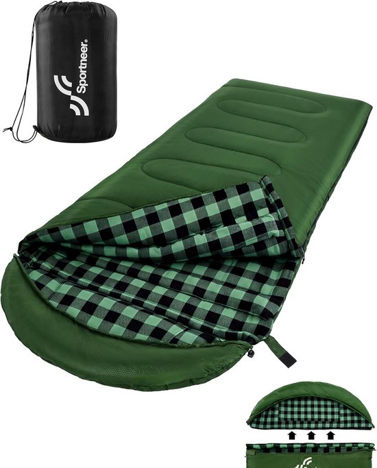 Outdoor Sleeping Bag Flannel 220 x 85 cm - Met Afneembare Kap - Compacte Dekenslaapzak - Geschikt voor 3-4 Seizoenen - Koude Weer - Buiten Kamperen van Merkloos