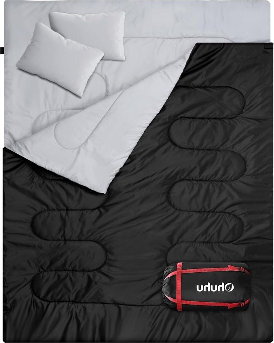 Outdoor Summer Double Sleeping Bag with 2 Pillows and Carry Bag - Waterproof Lightweight Sleeping Bag for 2 Persons - Ideal for Camping, Backpacking, Hiking