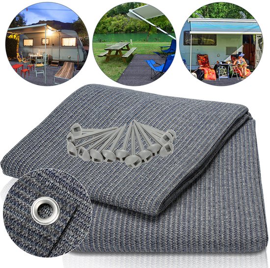 Outdoor tent- en campingmat - Geschikt voor luifel, caravan en camper - Ademend ontwerp, eenvoudig mee te nemen 200x200CM Blauw-grijs