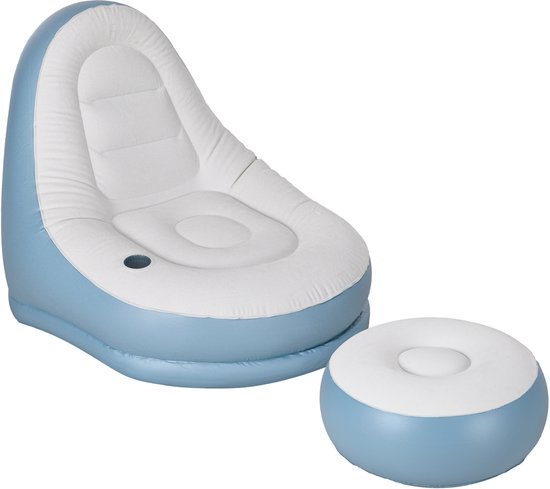 Outsunny-Aufblasbares Sofa-Kunststoff-Weiß+Blau van Merkloos