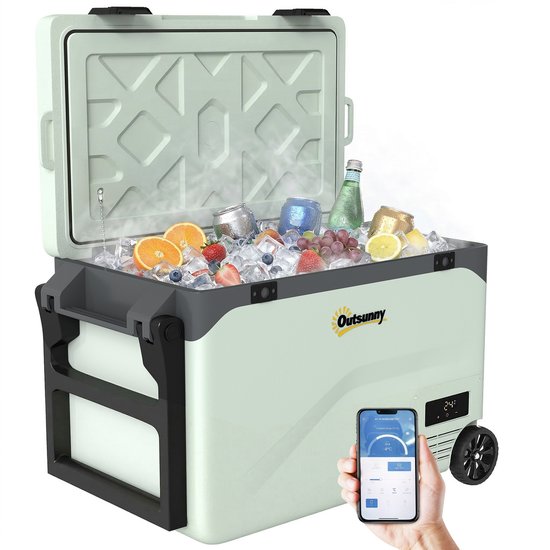 Outsunny Autokoelkast-HDPE, ABS-72,6L x 42,2B x 50H cm-Groen