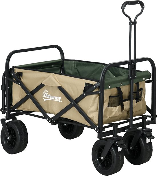 Outsunny Bollerwagen Stahl, Oxfordstoff Khaki van Outsunny