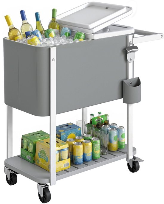 Outsunny Buitenkoeler-Kunststof, Staal-84L x 38B x 83H cm-Grijs