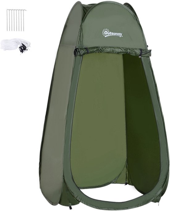 Outsunny-Camping Douchetent-100x100x185cm-Oxford stof-Groen van Outsunny
