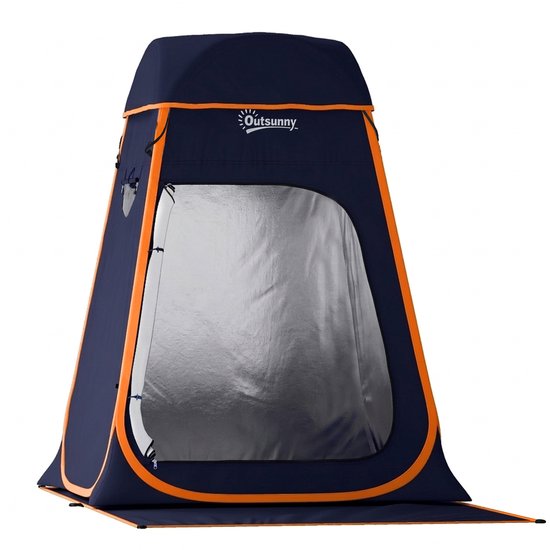 Outsunny Camping Douchetent - 190T Polyester Taft, Stalen Frame - 152 x 152 x 200 cm - Blauw van Merkloos