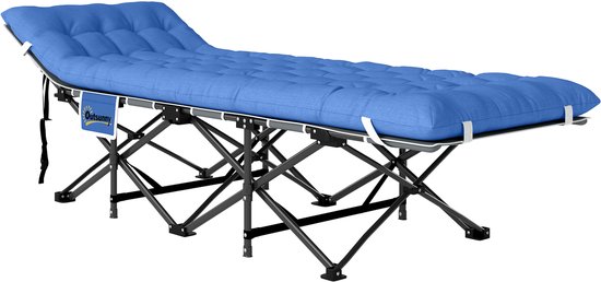 Outsunny-Campingbett-Metall, Schaumstoff-190L x 65B x 37H cm-Blau van Merkloos