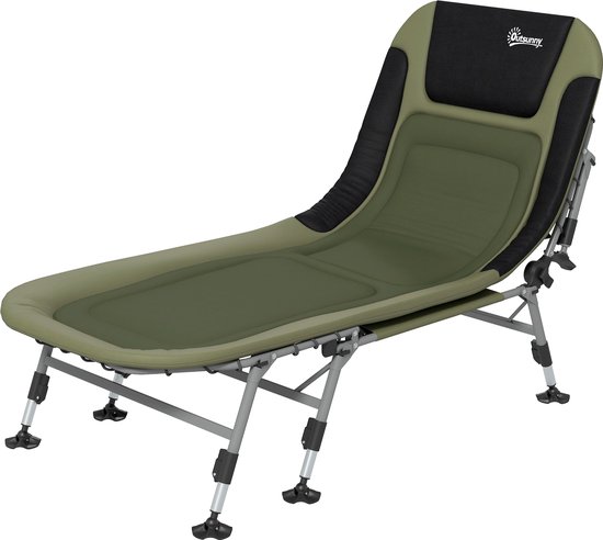 Outsunny-Campingbett-Stahl, 600D Oxford-200L x 85B x 40-51H cm-Grün van Merkloos