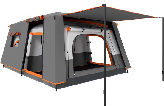 Outsunny Campingtent Polyester, Glasvezel 430L x 305B x 195H cm Donkergrijs