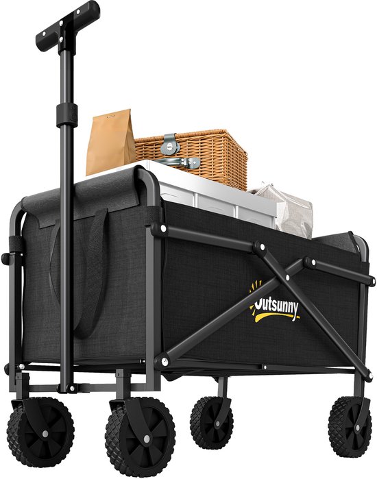 Outsunny Campingtrailer-Metaal, Oxford-stof-64L x 40B x 60-84H cm-Zwart van Merkloos