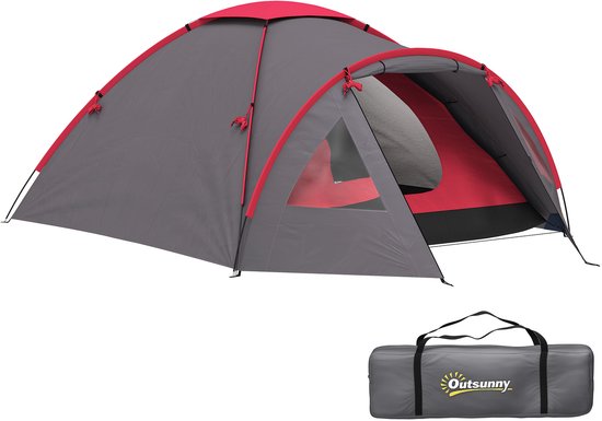Outsunny-Campingzelt-Polyester, Fiberglas-3,15L x 2,15B x 1,3H m-Grau van Outsunny