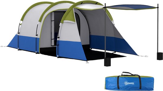 Outsunny-Campingzelt-Polyester, Fiberglas-420L x 200B x 150H cm-Grün van Merkloos