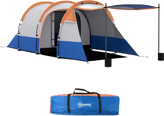 Outsunny-Campingzelt-Polyester, Fiberglas-420L x 200B x 150H cm-Orange van Outsunny