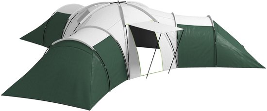 Outsunny-Campingzelt-Polyester, Stahl-615L x 615B x 225H cm-Grün van Merkloos