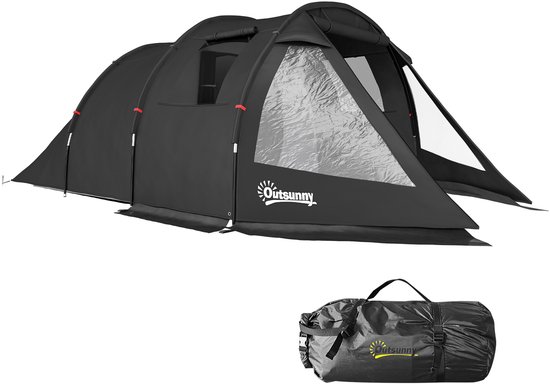 Outsunny-Campingzelt-Taft, Fiberglass-475L x 264B x 172H cm-Schwarz van Merkloos