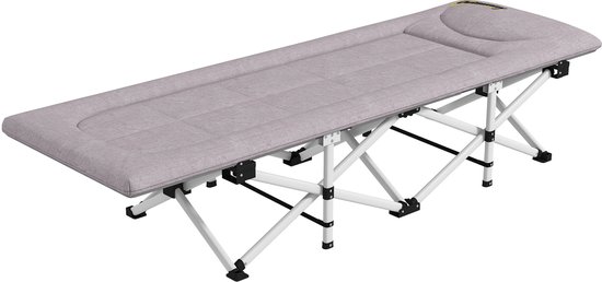 Outsunny-Feldbett-Stahl, Oxford-Polyester-200L x 65B x 42H cm-Grau van Outsunny