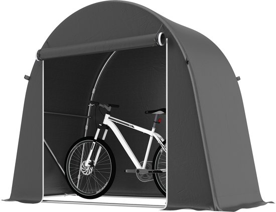 Outsunny Garden Storage Tent-Kunststof, gegalvaniseerd staal-245L x 120B x 200H cm-Donkergrijs van Merkloos