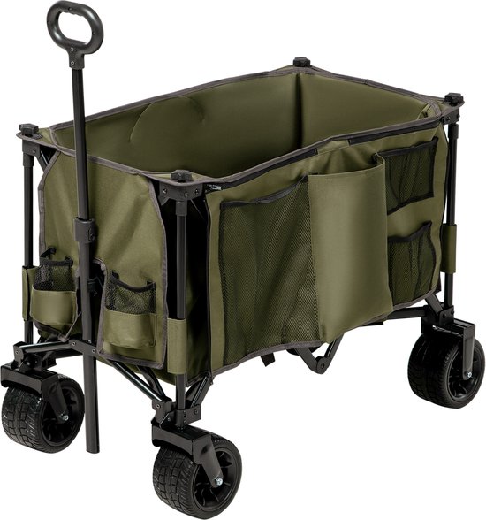 Outsunny Handcart opvouwbare bolderkar met verstelbaar handvat, zakken, groen van Merkloos