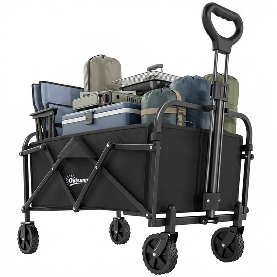Outsunny Kampeerkar-Metaal, 300D Oxford-stof-81L x 45B x 89H cm-Zwart