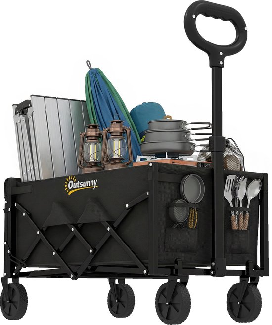 Outsunny kampeerkar - metaal/oxford - stof - 71x45x86 cm - zwart