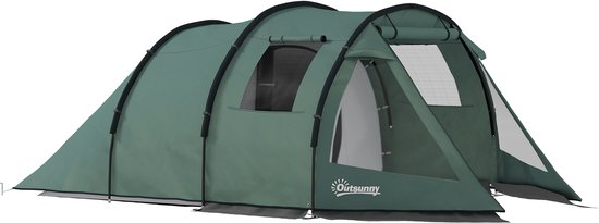 Outsunny - Kampeertent - 3–4 personen - twee binnenruimtes - gaasraam van Merkloos