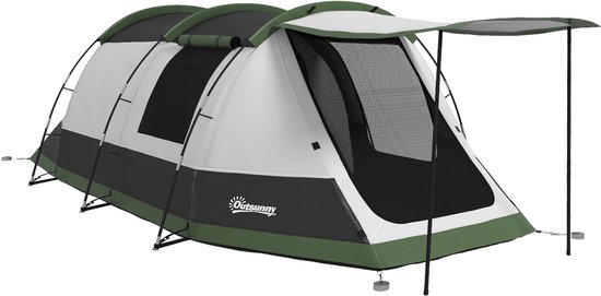 Outsunny-Kampeertent-Polyester-370x230x130cm-Grijs van Outsunny